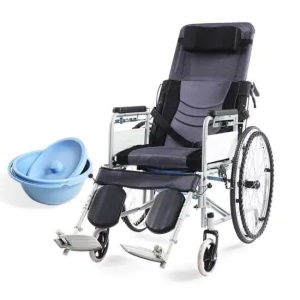 Scaun cu rotile cu spatar rabatabil, din otel, CML-208GC-46, Medico