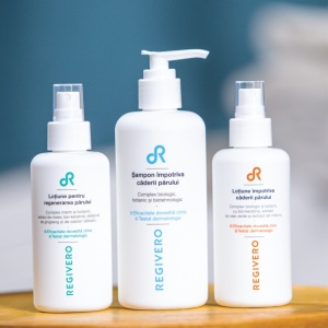 Set Sampon impotriva caderii parului, 250ml + Lotiune cadere, 150ml + Lotiune regenerare, 150ml, Regivero