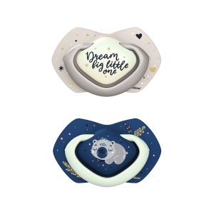Suzeta simetrica din silicon Sleepy Koala fosforescenta blue 18l+, 2 bucati, 22/660, Canpol