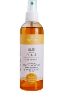 Ulei de plaja natural cu ulei de morcov, cocos, unt de cacao, 200ml, Trio Verde