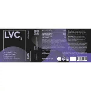 Vitamina C, D3, K2, Zinc lipozomala LVC3, 250ml, Lipolife - Img 3