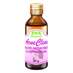 Acneclean solutie antiacneica cu eritromicina, 30g, Infopharm