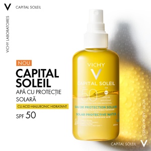 Apa cu protectie solara pentru fata si corp Capital Soleil SPF50+, 200ml, Vichy - Img 2