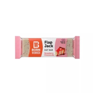 Baton de ovaz Cheesecake cu capsuni Flap Jack, 100g, Born Winner