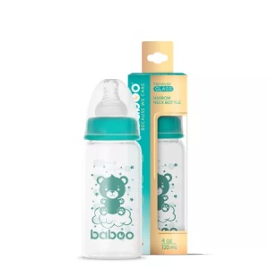 Biberon sticla anticolici, Gat stramt, 0 luni+, 120ml, Baboo
