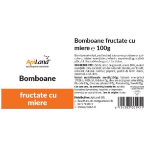 Bomboane Fructate cu Miere, dropsuri, 100g, Apiland - Img 2