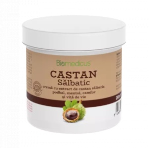Crema cu extract de castan salbatic, podbal, mentol, camfor si vita de vie, 250ml, Biomedicus