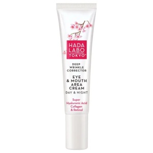 Crema de corectare a ridurilor din jurul ochilor si a gurii de zi si de noapte cu Super Acid Hyaluronic, 15ml, Hada Labo Tokyo