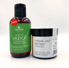 Crema - Unt antirid pentru fata 50g + Sampon extract urzica 100ml, Trio Verde