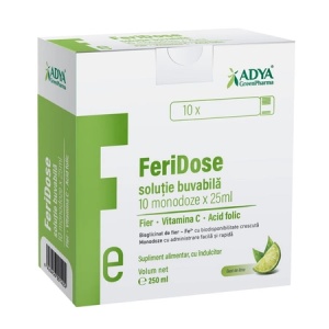 Feridose solutie buvabila cu gust de lime, 10 monodoze, 25ml, Adya Green Pharma