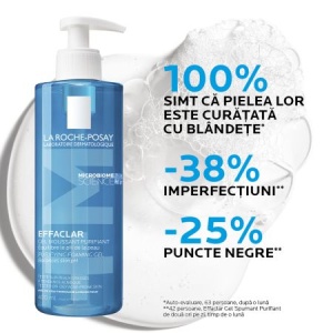 Gel spumant de curatare purifiant pentru ten gras cu tendinta acneica Effaclar, 400ml, La Roche-Posay - Img 2