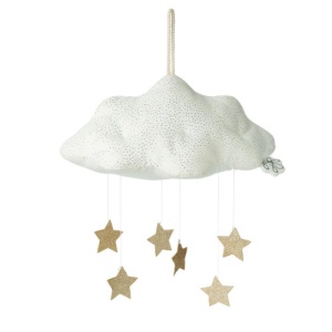 iFamily Nor decorativ alb cu stelute aurii 34cm