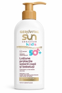 Loțiune Protecție Solară Sensitive SPF50+ pentru Copii și Bebeluși, 200 ml, Gerovital Sun