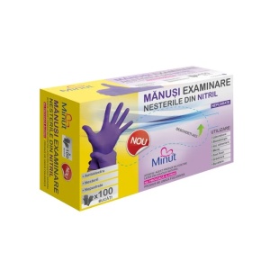 Manusi examinare nitril, nepudrate, violet, S, 100 bucati, Minut