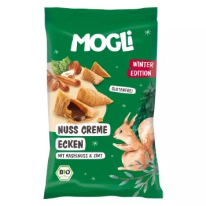 Mini pernute crocante eco Winter Edition umplute cu crema de cacao, alune si scortisoara, 30g, Mogli