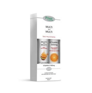 Multi+Multi Stevia, 20 tablete efervescente + Vitamina C 500mg, 20 tablete efervescente, Power of Nature
