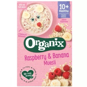 Musli cu banane si zmeura bio, +10 luni, 200g, Organix