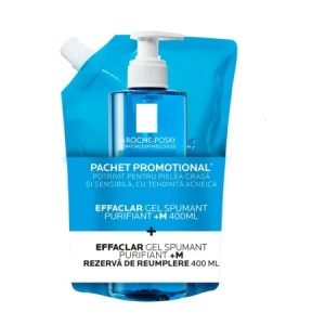 Pachet Gel Spumant Purifiant +M, 400ml + Rezerva de reumplere, 400ml, La Roche-Posay