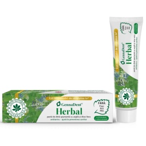 Pasta de dinti GennaDent Herbal cu argila si Aloe Vera, 80ml, Vivanatura - Img 2