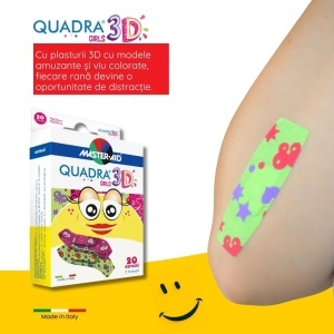 Plasturi pentru copii Quadra 3D Girls Master-Aid, 20 bucati, Pietrasanta Pharma - Img 6