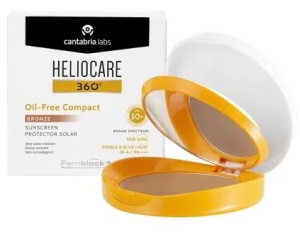 Pudra compacta Bronze Heliocare 360° Oil Free SPF50+, 10g, Cantabria Lab