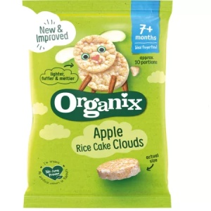 Rondele din orez cu mere bio, +7 luni, 40g, Organix