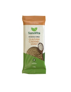 Rondele din orez glazurat cu caramel sarat, 66g, Sanovita