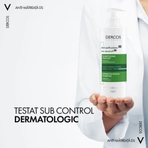 Sampon anti-matreata pentru par normal-gras Dercos, 390ml, Vichy - Img 4