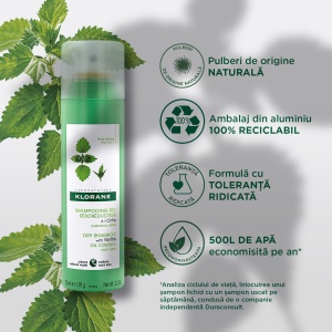 Sampon uscat cu extract de urzica, 150ml, Klorane - Img 4