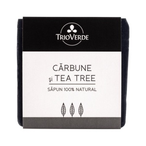 Sapun natural cu carbune si tea tree, 110g, Trio Verde