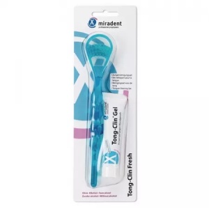 Set perie pentru curatare limba + gel Tong-Clin Fresh, 15ml, Miradent