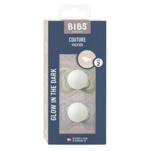 Set suzete fosforescente cu tetine din silicon 6 luni+ Couture Sage - Cloud Glow, 1710318, 2 bucati, Bibs