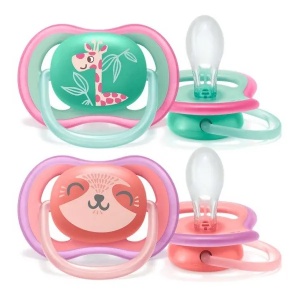 Suzete din silicon UltraAir Girls 18l+, 2 bucati, SCF349/12, Avent