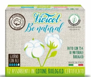 Absorbante de zi ultra subtiri din bumbac bio, 4 picaturi, 12 bucati, Vivicot Be Natural