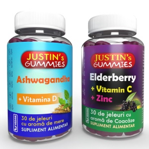 Ashwagandha+Vitamina D, 30jeleuri + Elderberry+Vitamina C+Zinc, 30jeleuri, Justin Pharma