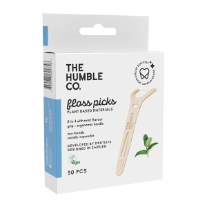 Ata dentara cu maner - menta, 50 bucati, The Humble Co