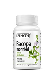 Bacopa monnieri, 30 capsule vegetale, memorie și concentrare, Zenyth