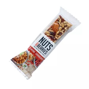 Baton crocant Almond&Cranberry cu nuci, migdale si merisoare eco, 30g, Nutsandberries