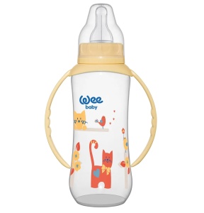 Biberon cu manere si tetina din silicon rotunda 0-6l, 270ml, 745, Wee Baby