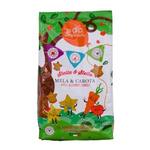 Biscuiti pentru copii cu mar si morcov ECO, 300g, Sottolestelle