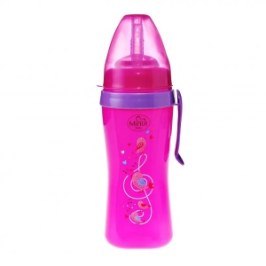 Cana anticurgere cu pai de silicon si clips de prindere, 6+, 360 ml, MIN2019027, Minut - Img 2