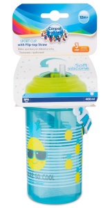 Cana cu pai din silicon Flip-Top galben 12L+, 250ml, 4/102, Canpol - Img 2