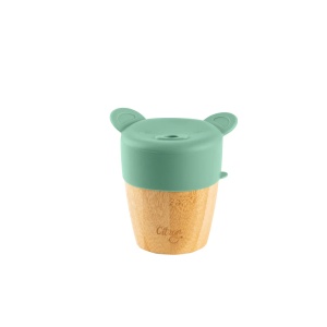 Cana din bambus cu pai si capac - Green, 180ml, Citron - Img 3