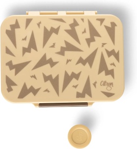 Caserola pentru pranz din tritan cu 4 compartimente, galbena cu design tunet, Citron