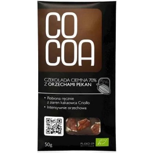Ciocolata 70% cacao cu nuci pecan eco, 50g, Cocoa