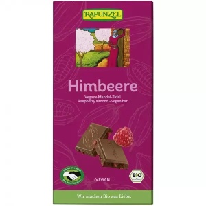 Ciocolată eco cu migdale și zmeură, 100g, Rapunzel