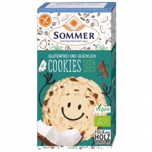 Fursecuri vegane bio cu cocos si ciocolata, fara gluten, 125g, Sommer