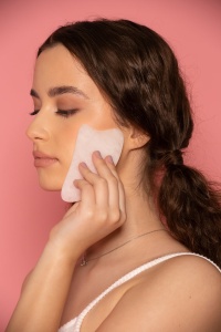 Gua sha din quartz alb, Meloni - Img 2