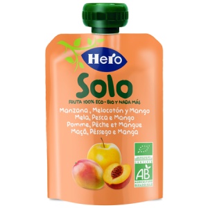 Gustare ecologica de mar, piersica si mango Solo, 4luni+, 100g, Hero Baby