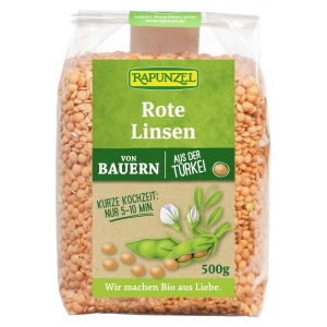 Linte rosie decojita ECO, 500g, Rapunzel